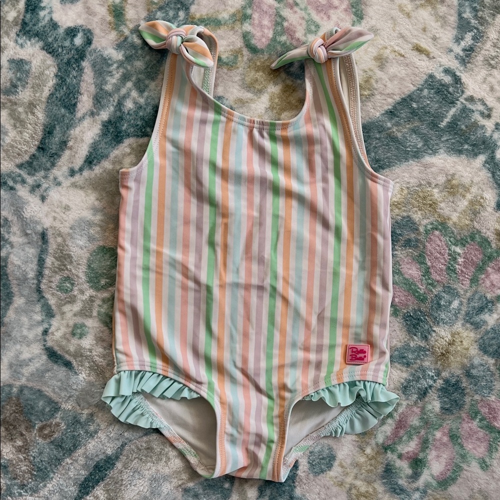 Ruffle Butts White and Cream Swimsuit